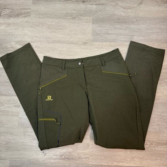 Salomon Wayfarer AS Tapered Regular Womens Outdoor Pants Green Hiking US 8